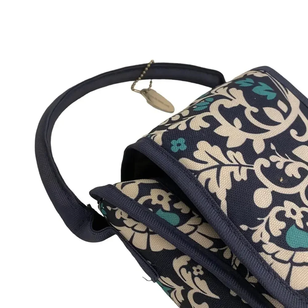 Single bottle wine carrier tote bag insulated & padded w/handle White Blue
